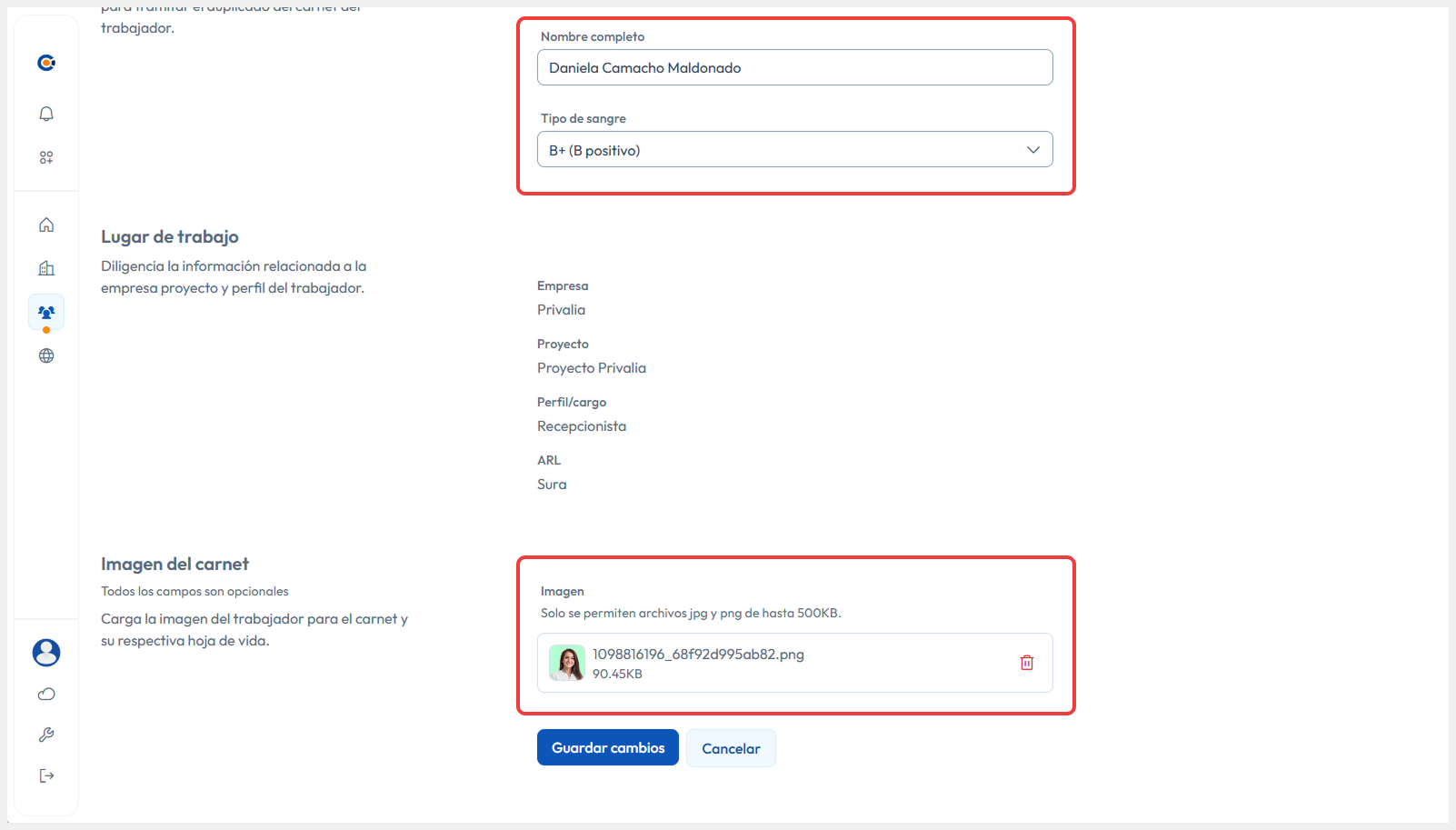 Vista de editar apuntando a los items editables