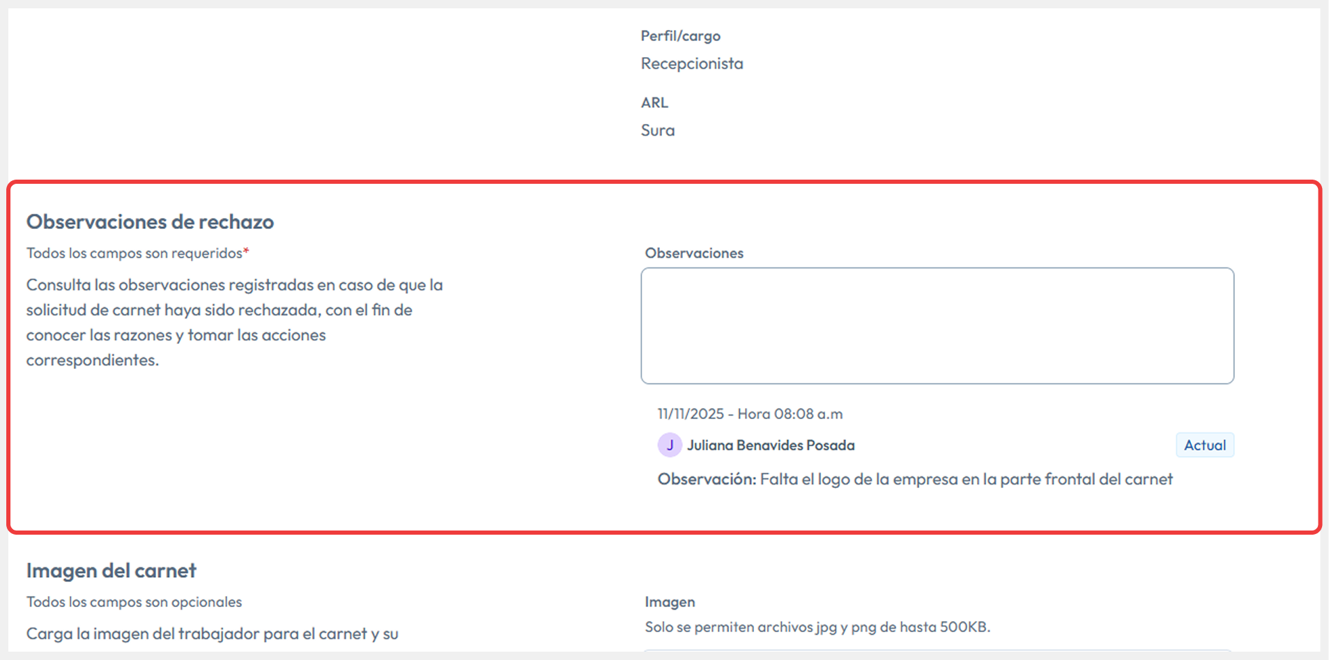 Vista de editar apuntando a los items editables