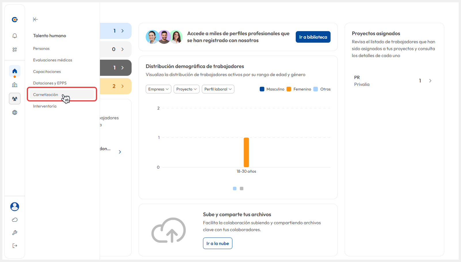 Vista de barra de navegación lateral