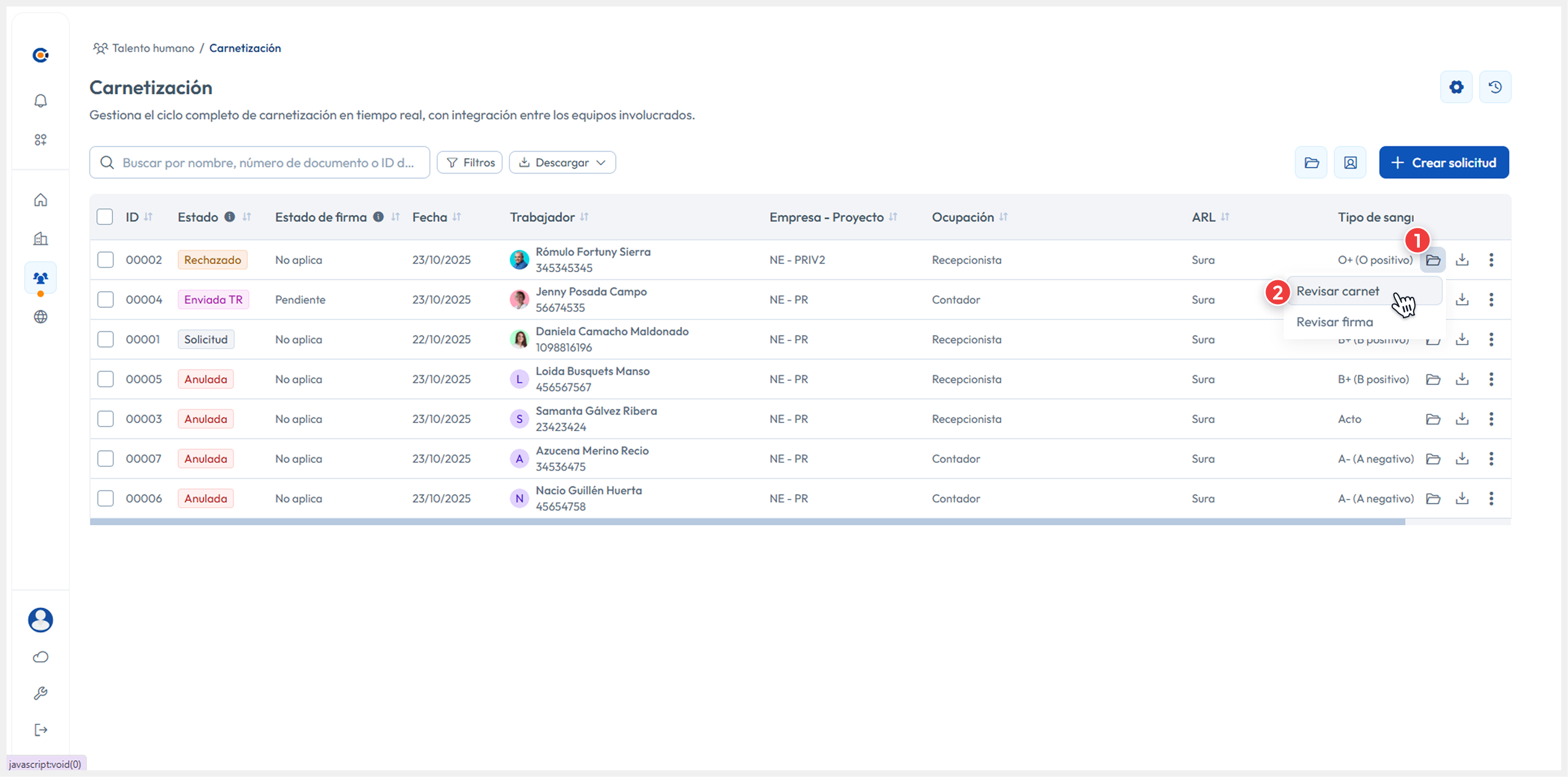 Vista principal apuntando al mneú y seleccionando la opción de Editar