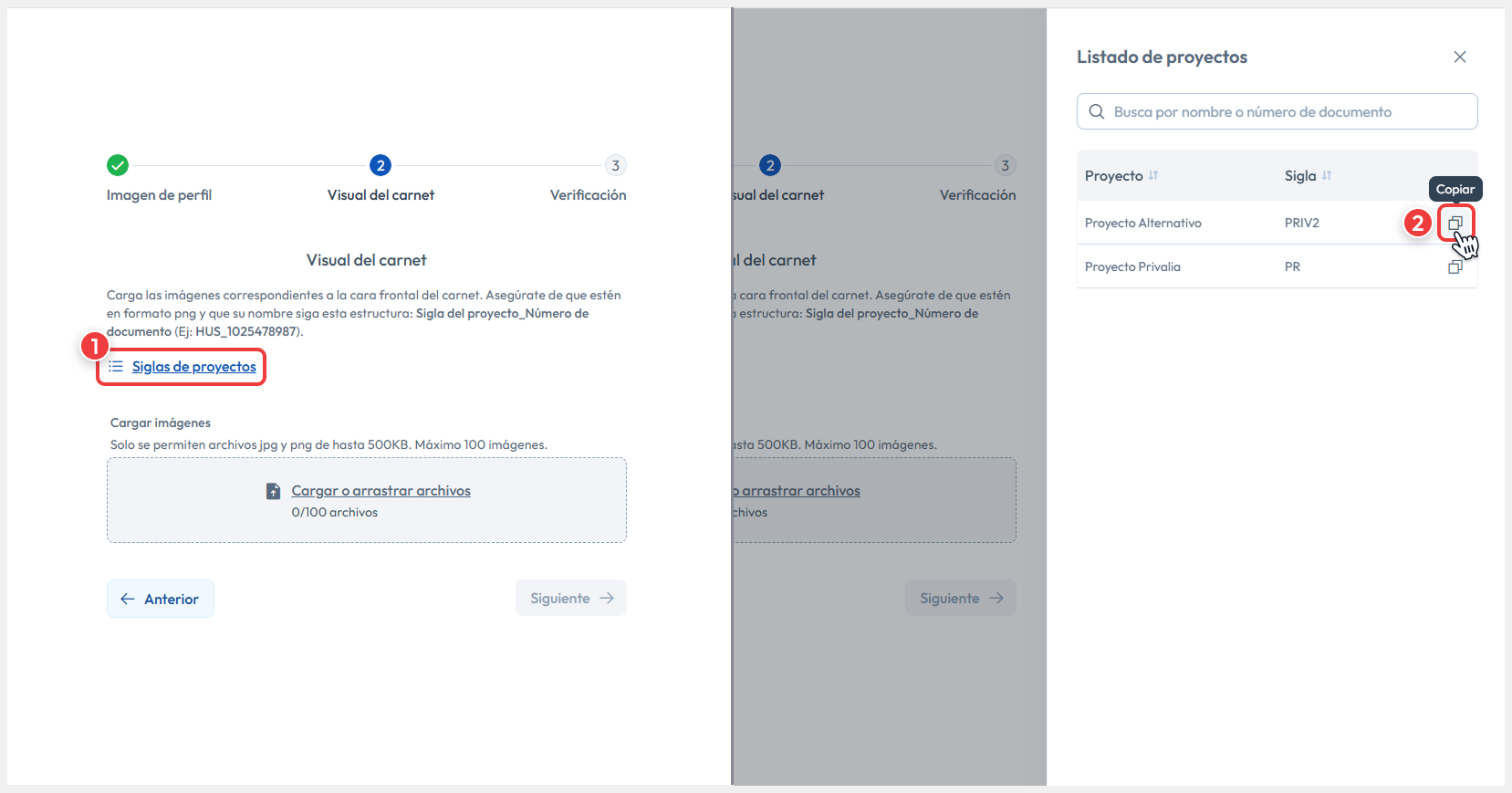 Vista principal apuntando al botón de Crear solicitud